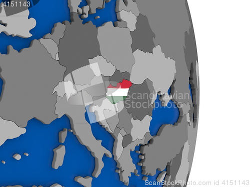 Image of Hungary on globe with flag