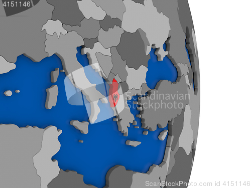 Image of Albania on globe with flag