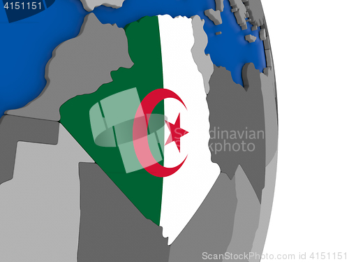 Image of Algeria on globe with flag