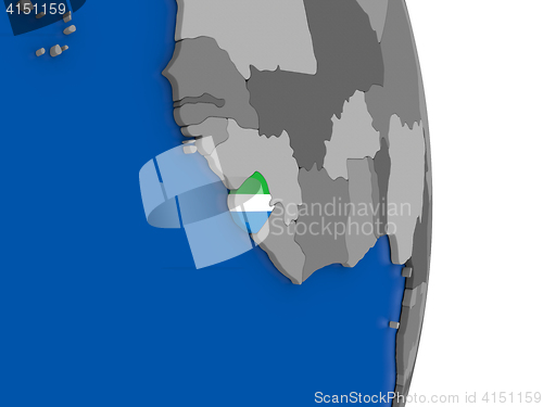 Image of Sierra Leone on globe with flag