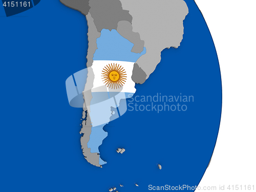 Image of Argentina on globe with flag