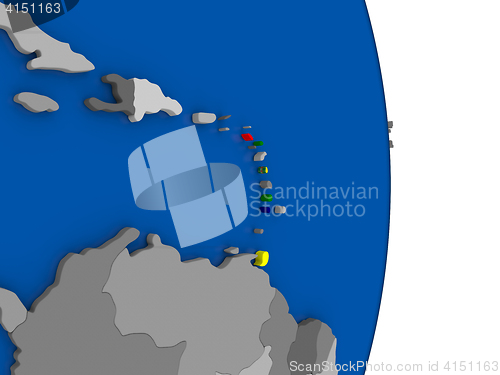 Image of Caribbean on globe with flag