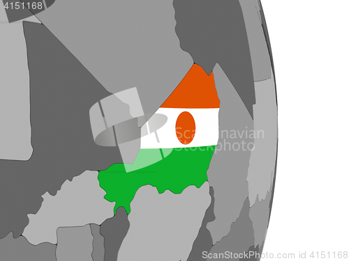 Image of Niger on globe with flag