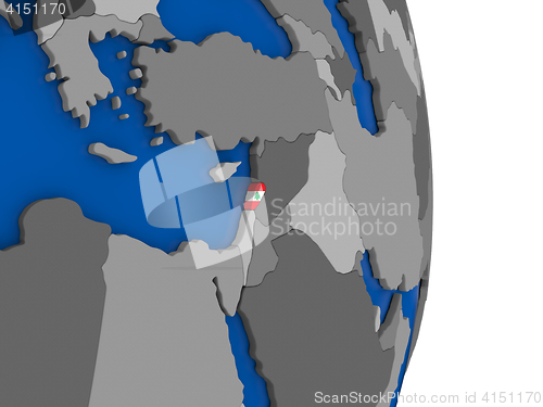 Image of Lebanon on globe with flag