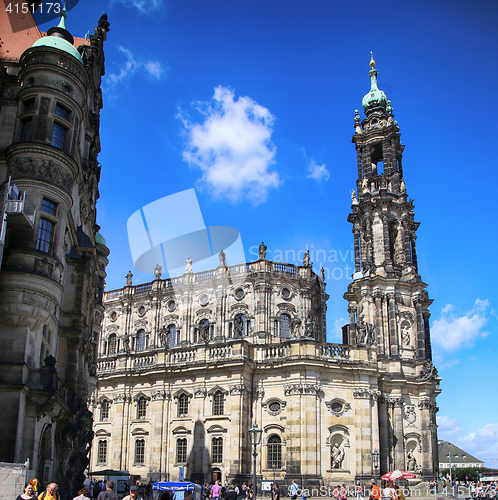 Image of DRESDEN, GERMANY – AUGUST 13, 2016: Tourists walk and visit on