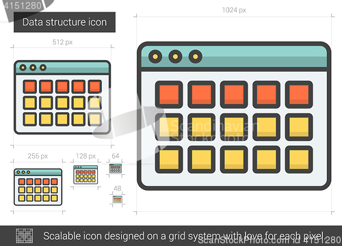 Image of Data structure line icon.