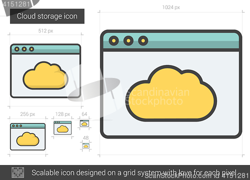 Image of Cloud storage line icon.