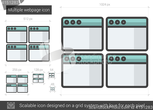Image of Multiple webpage line icon.