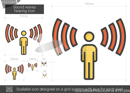 Image of Sound waves hearing line icon.