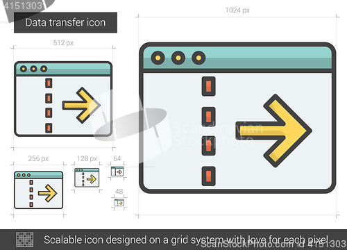 Image of Data transfer line icon.