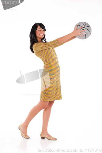 Image of Young Beautiful Woman With A Ball