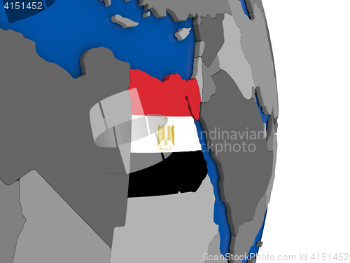 Image of Egypt on globe with flag