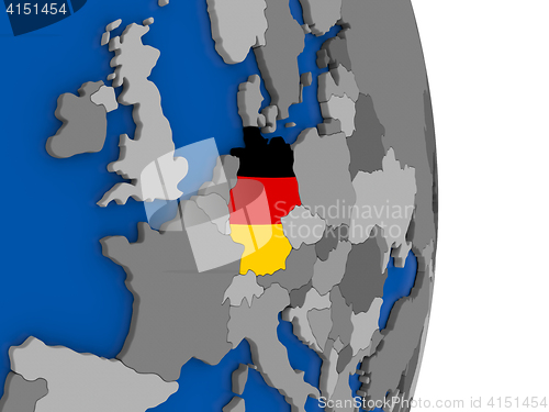 Image of Germany on globe with flag