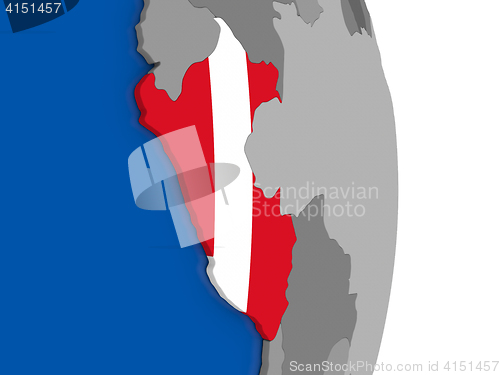 Image of Peru on globe with flag