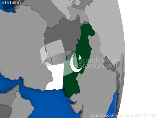 Image of Pakistan on globe with flag