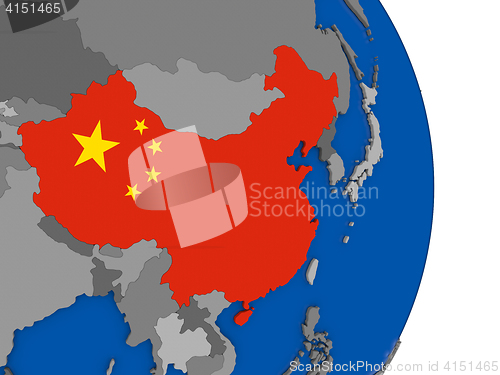 Image of China on globe with flag