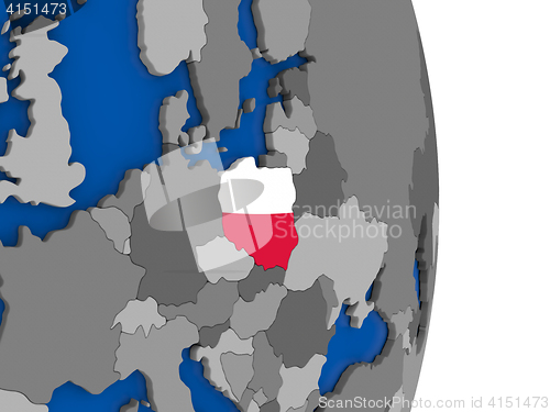 Image of Poland on globe with flag