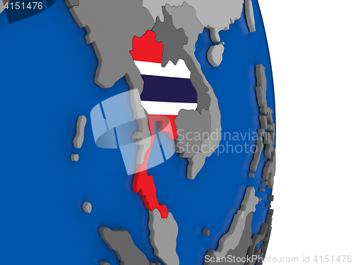 Image of Thailand on globe with flag