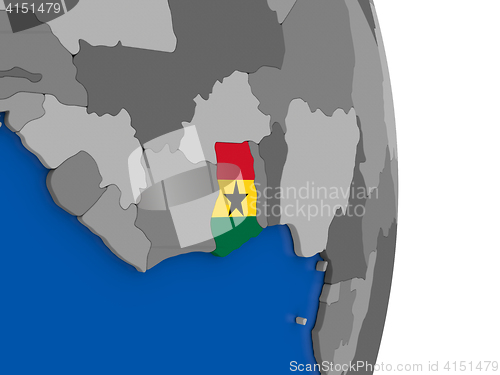 Image of Ghana on globe with flag