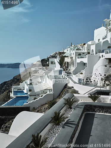 Image of Landscape of Santorini Island, Fira, Cyclades, Greece