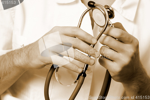 Image of Portrait of a young doctor with stethoscope.