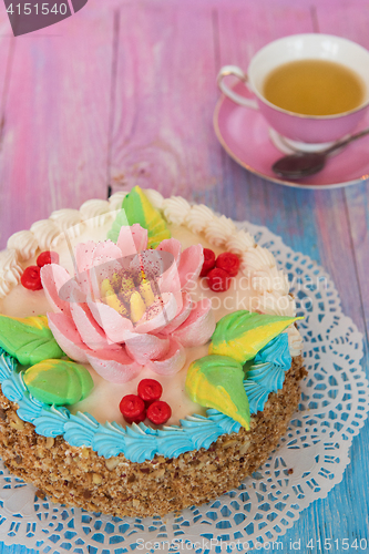 Image of cakes on color background