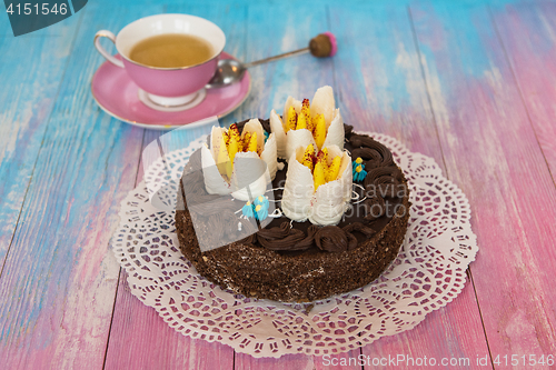 Image of Cake on color background