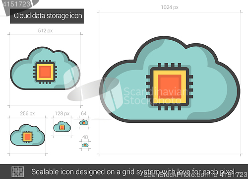 Image of Cloud data storage line icon.