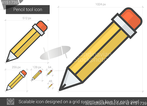 Image of Pencil tool line icon.