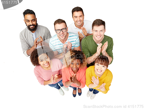 Image of international group of happy smiling people