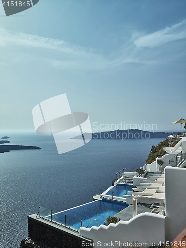 Image of Landscape of Santorini Island, Fira, Cyclades, Greece