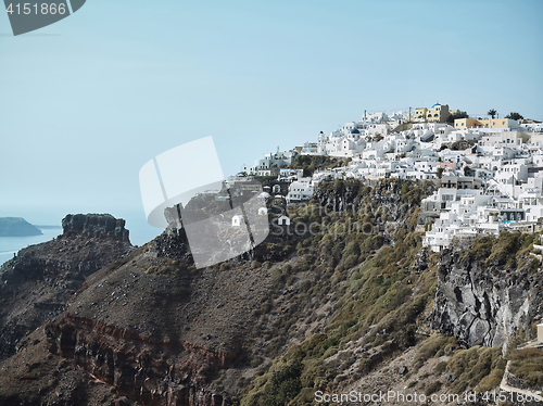 Image of Landscape of Santorini Island, Fira, Cyclades, Greece