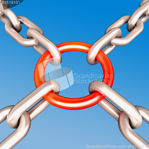 Image of Red Chain Link Shows Strength Security