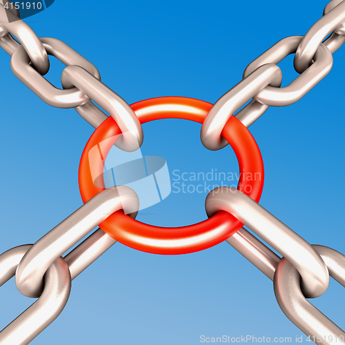 Image of Red Chain Link Shows Strength Security