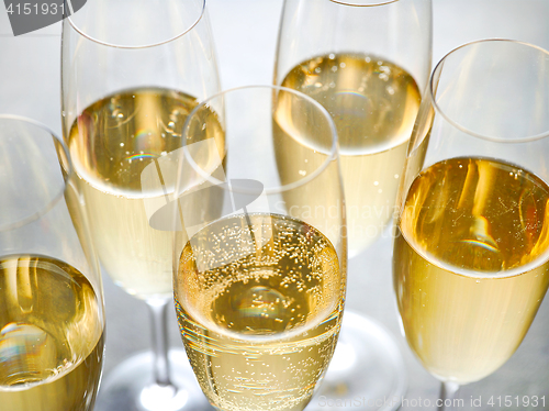 Image of closeup of champagne glasses