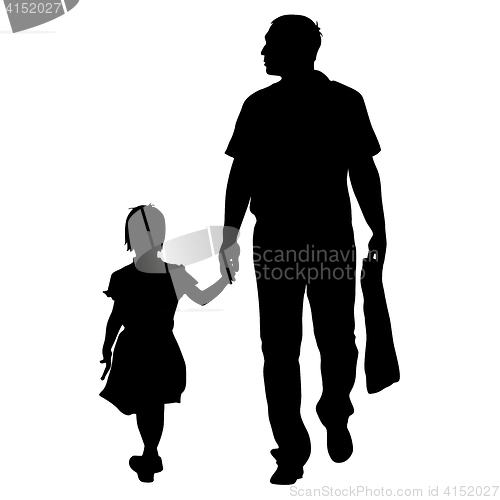 Image of Black silhouettes Family on white background. illustration