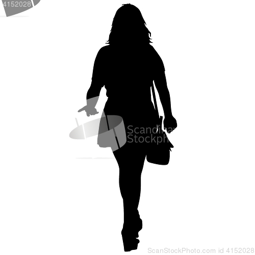 Image of Black silhouettes of beautiful woman on white background. illustration