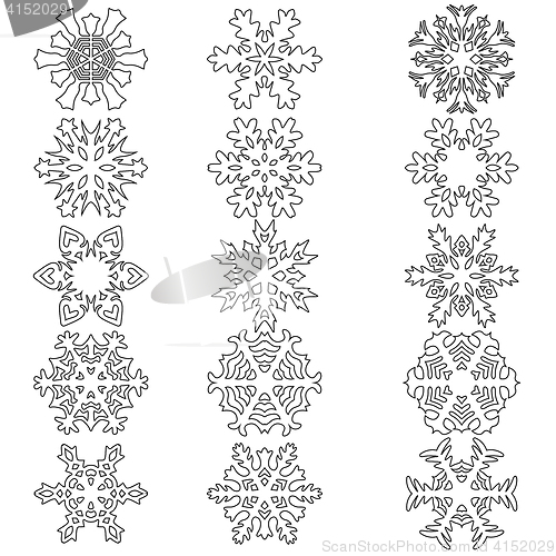 Image of Set snowflakes icons on white background, illustration