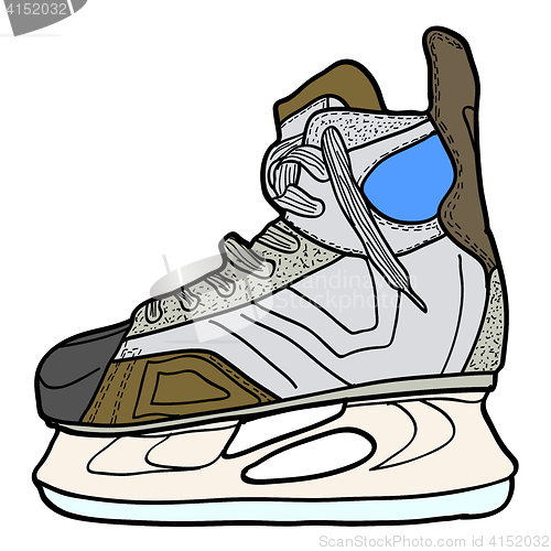 Image of Sketch of hockey skates. Skates to play hockey on ice, illustration