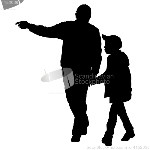 Image of Black silhouettes Family on white background. illustration