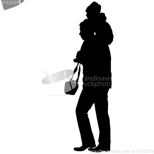 Image of Black silhouettes Family on white background. illustration