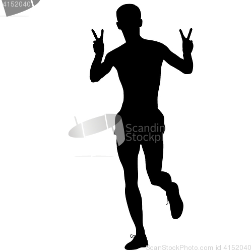 Image of Silhouettes. Runners on sprint, men. illustration