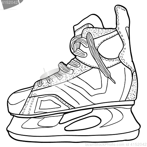 Image of Sketch of hockey skates. Skates to play hockey on ice, illustration