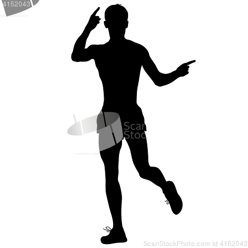 Image of Silhouettes. Runners on sprint, men. illustration