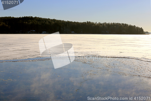 Image of Freezing Blue Sea with Vapor