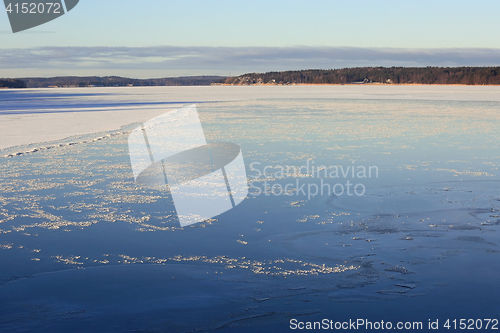 Image of Frozen Blue Sea in Winter