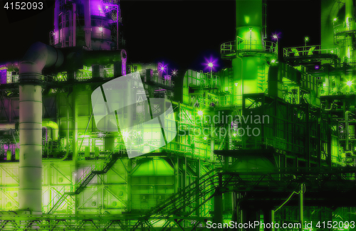 Image of Oil Refinery Factory At Night