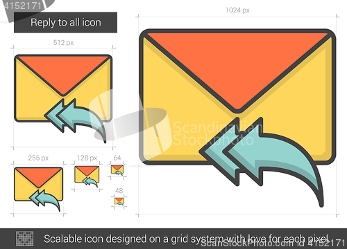 Image of Reply to all line icon.