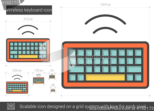 Image of Wireless keyboard line icon.