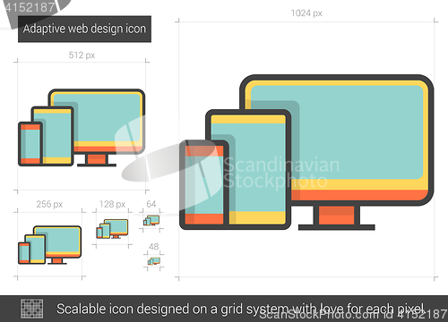 Image of Adaptive web design line icon.